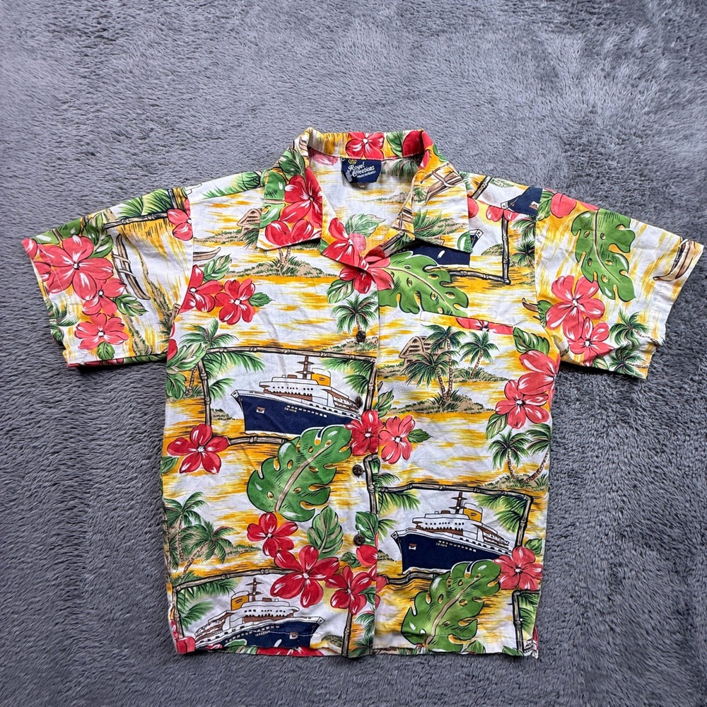 Vintage Royal Creations Hawaiian Shirt Button Up Boys 12 Tropical Cruise Ship
